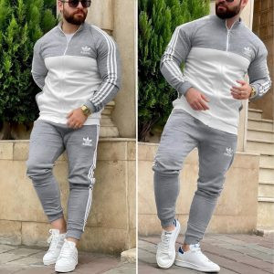 Чоловічий спортивний костюм Adidas Modern Stripe чорного кольору з білими смугами, виготовлений з турецької двохнитки. Модель підходить для весни-осені.